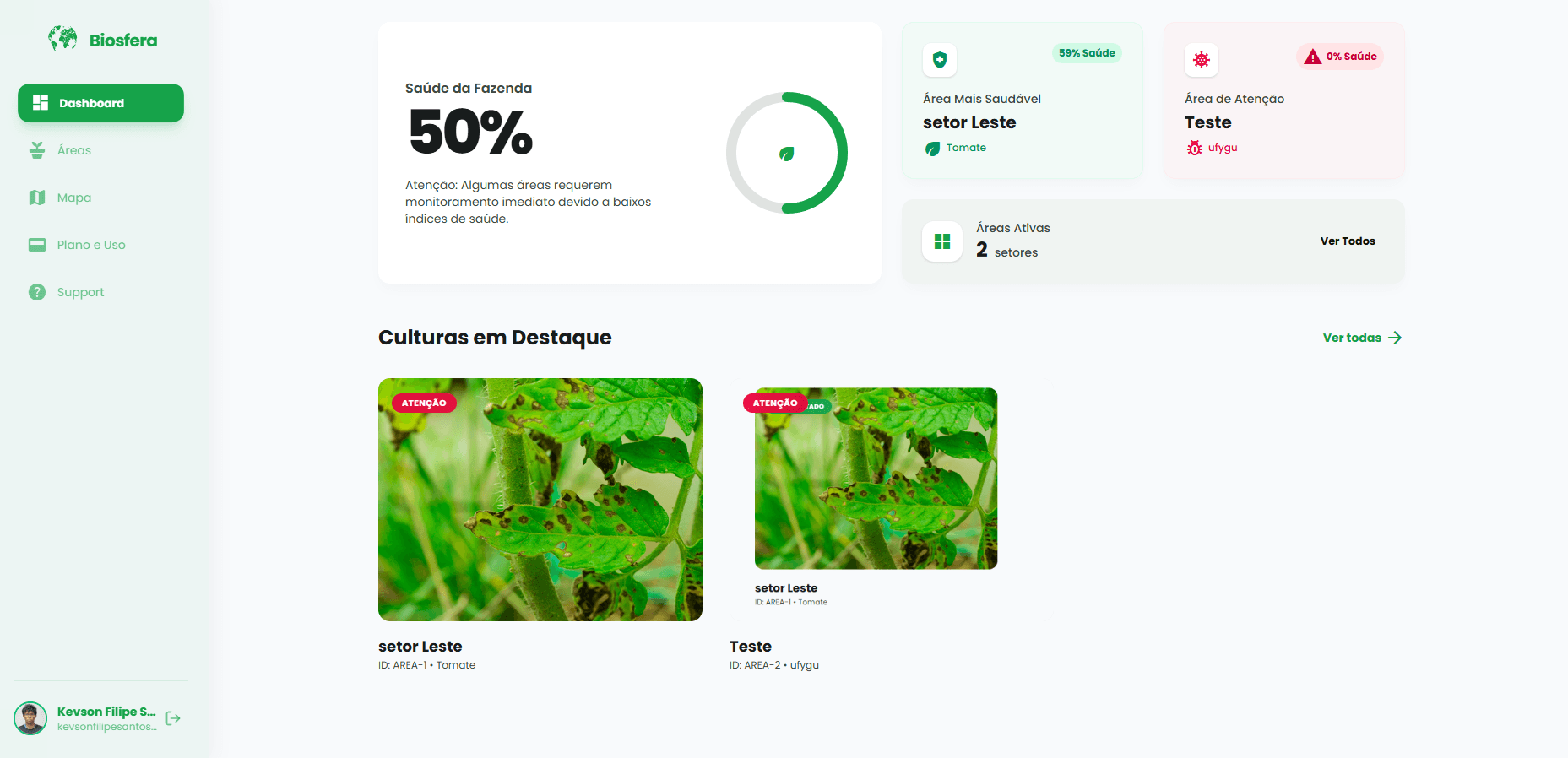 Advanced agricultural dashboard showing field maps with red alerts for pests, crop health indices, and drone telemetry data
